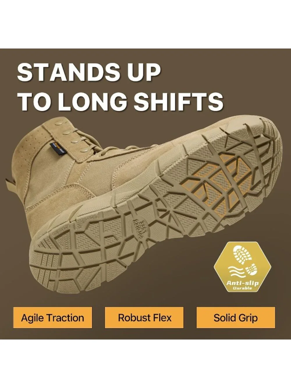 Men's Tan Combat Boots Durable Suede Leather Military Army Work Desert Boot
